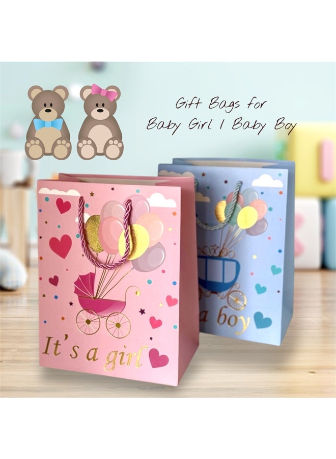 حقيبة هدايا ترحيبية بالمولود الجديد، إنه ولد، تغليف هدايا أزرق لحفلة الكشف عن جنس المولود، حجم كبير للأمير، للوالدين المنتظرين - Image 5